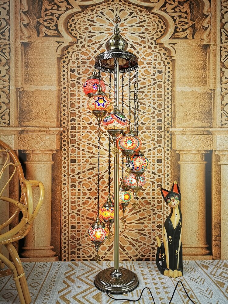Retro Turkish Moroccan Globe 9-Light Floor Lamp