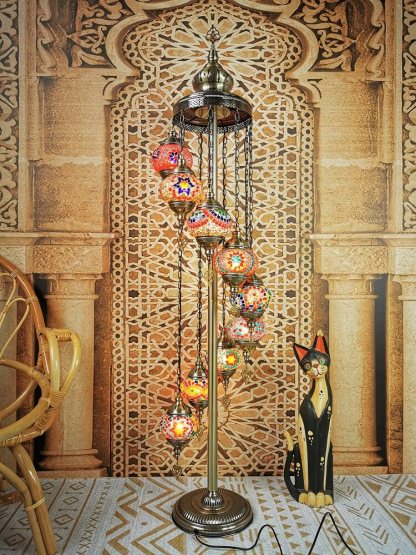 Retro Turkish Moroccan Globe 9-Light Floor Lamp