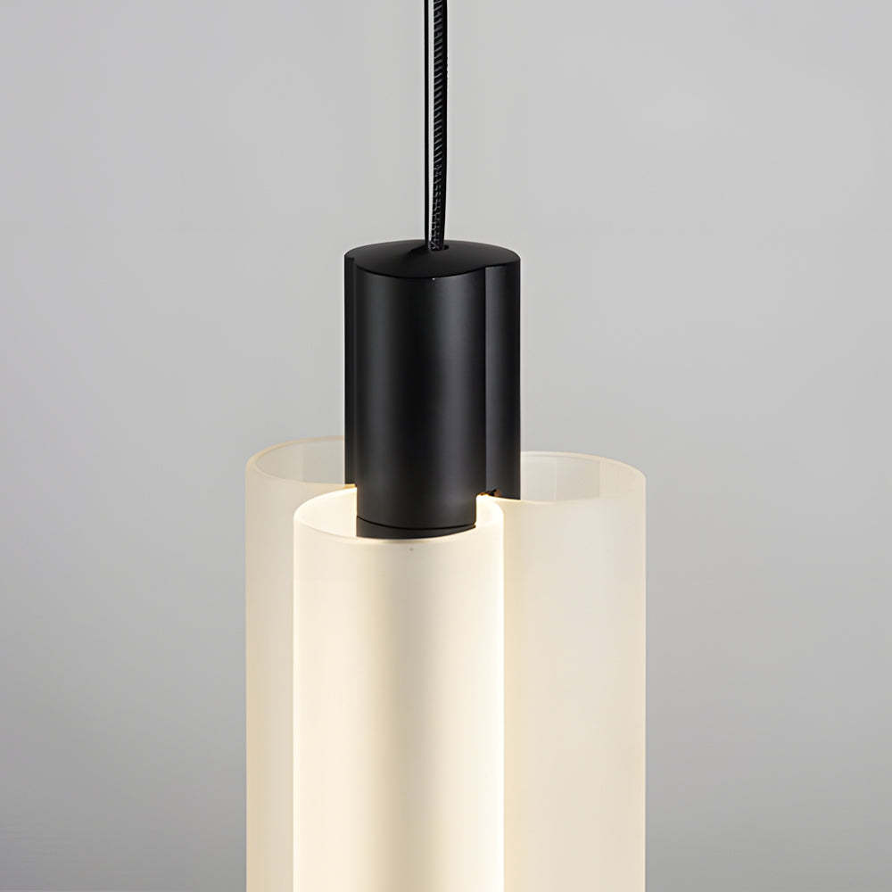 1/2/3-Head Acrylic Cylinder Modern Pendant Light, Gold/Black