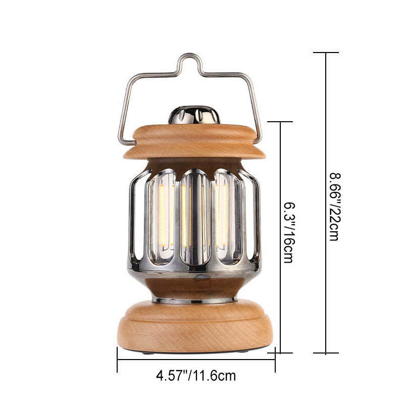 Vintage Teapot Wood Base LED Rechargeable Camping Light