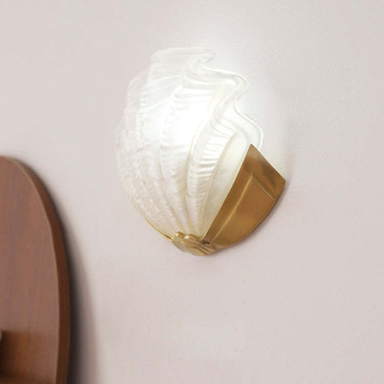 Art Deco Shell Brass Glass Wall Sconce — Translucent Shade / 220V-240V For UK/AU