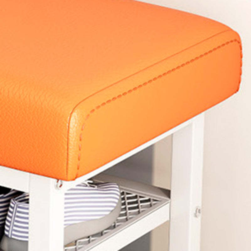 Modern Tech Fabric Steel 2-Shelf Shoe Storage — Orange / Black