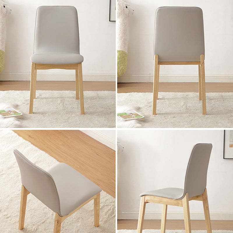 Nordic Leather Wood Frame Dining Chair — Beige + White Frame