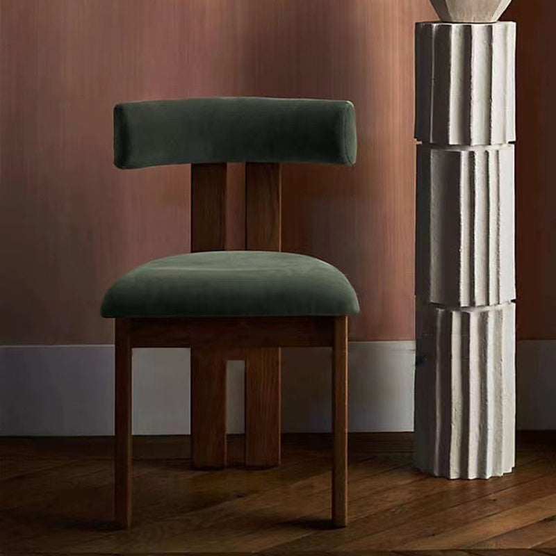 Retro Half Round Fabric Wood Dining Chair