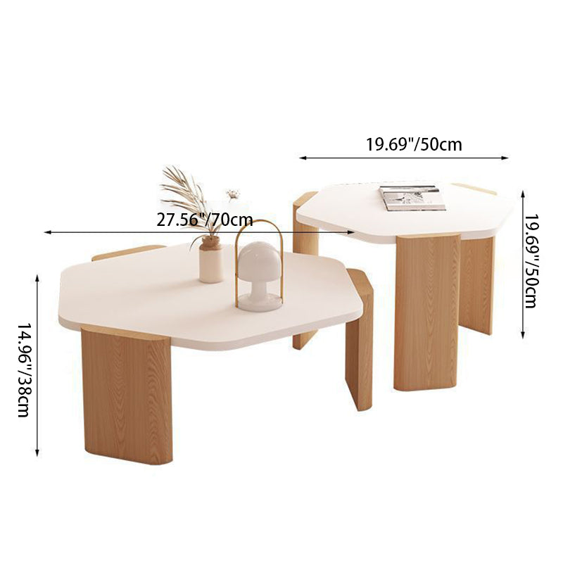 Contemporary Hexagonal Oak Plank End Table — Yellow
