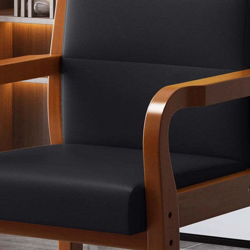 Modern Wood Fabric Leather Armchair