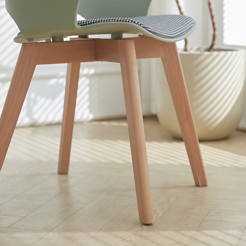 Nordic Trapezoidal Steel Wood Chair — Wood / White