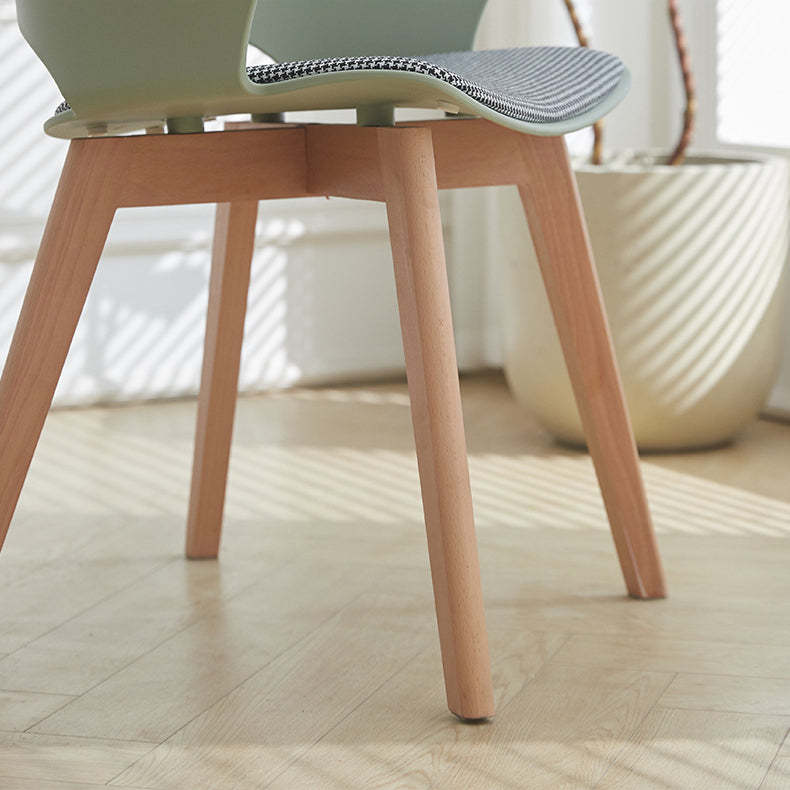 Nordic Trapezoidal Steel Wood Chair — Wood / White