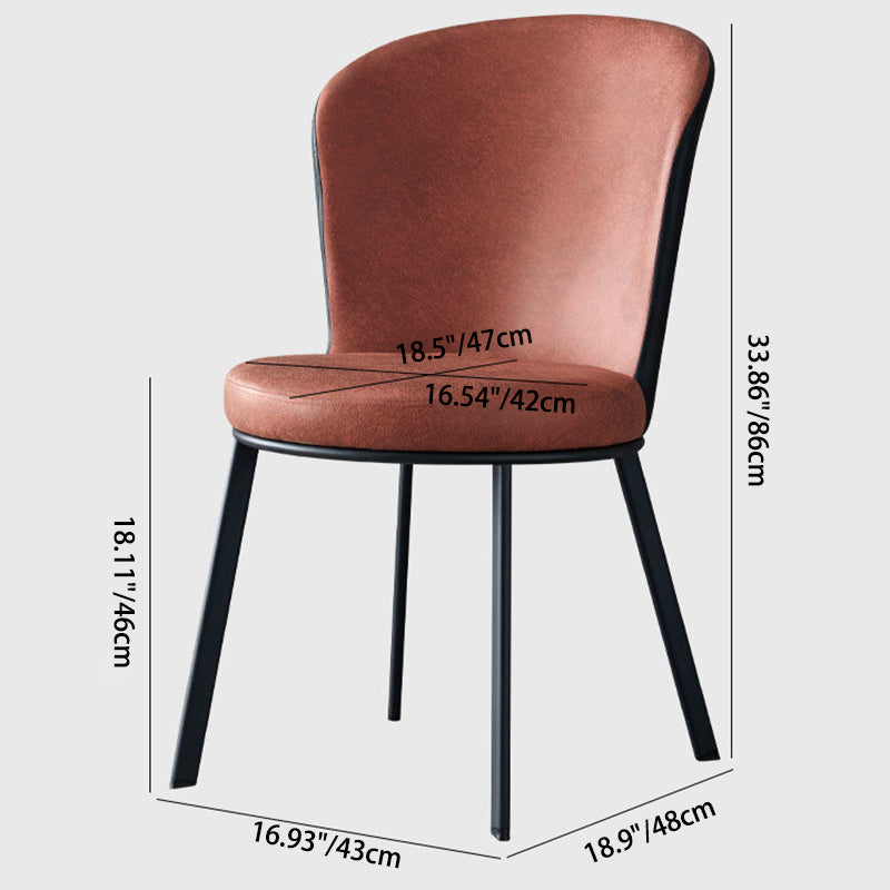 Scandinavian Round Leather Steel Dining Chair — Wine Red