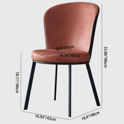 Scandinavian Round Leather Steel Dining Chair — Wine Red