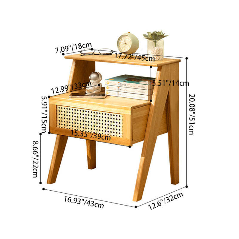 Contemporary Rectangular Wood 1-Drawer End Table