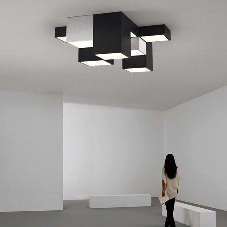Minimalist Cube Iron Acrylic LED Flush Mount Light