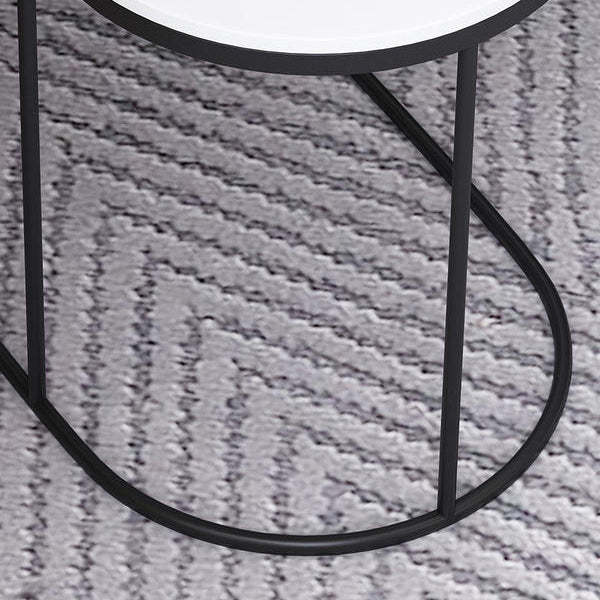 Nordic Oval Glass Rock Slab Steel Coffee Table