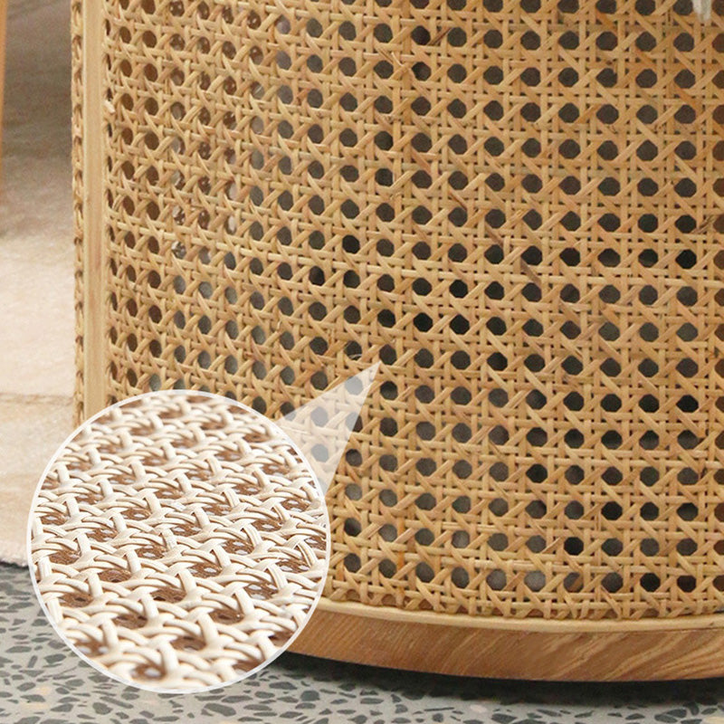 Scandinavian Cylindrical Wood Rattan Coffee Table