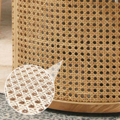 Scandinavian Cylindrical Wood Rattan Coffee Table