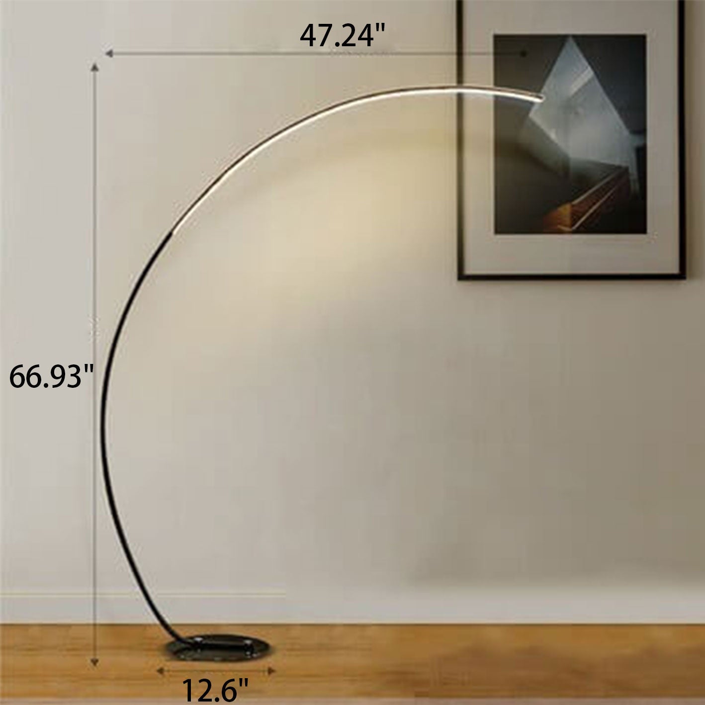 Minimalist Curved Line LED Aluminum Floor Lamp — Black / Infinitely Dimmable / 220V-240V For UK/AU