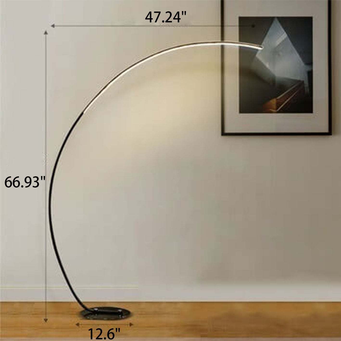 Minimalist Curved Line LED Aluminum Floor Lamp — Black / Infinitely Dimmable / 220V-240V For UK/AU