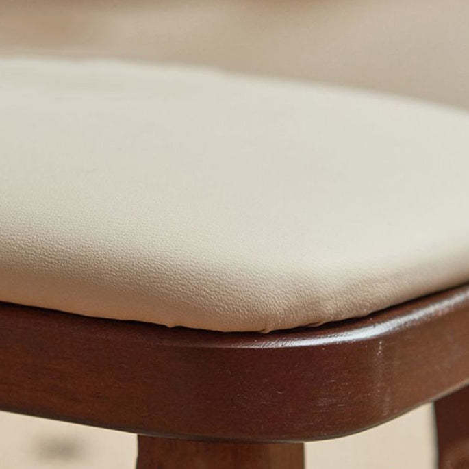 Minimalist PU Leather Solid Wood Chair — White + Walnut Color