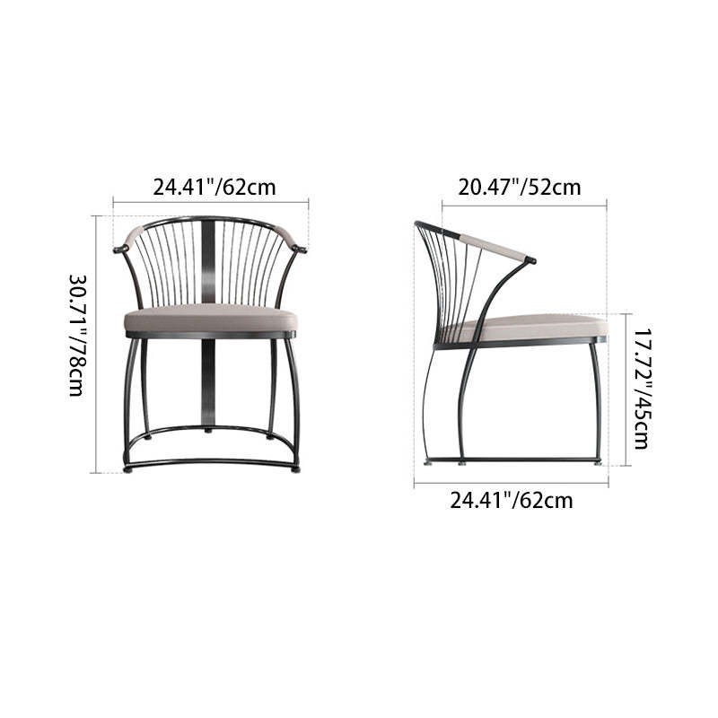 Contemporary Curved Steel Leather Chair