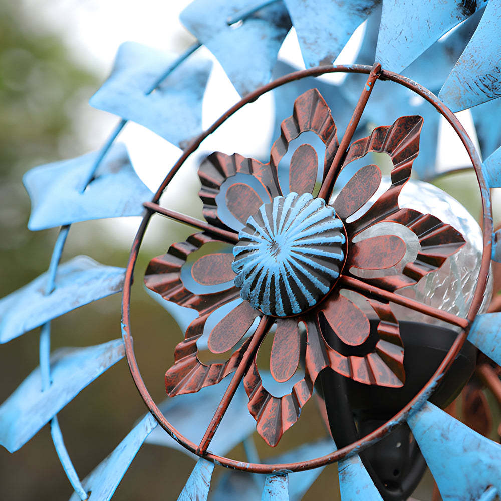Vintage Iron Wind Spinner Garden Stake Lights - 2-Pack Solar Pathway Decor-Lighom