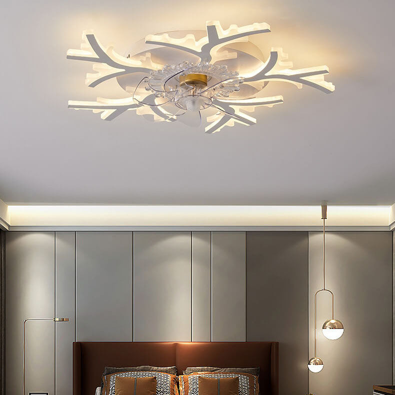 Modern line black acrylic ceiling fans, Lighom — Star & White / 220V-240V (UK/AU)