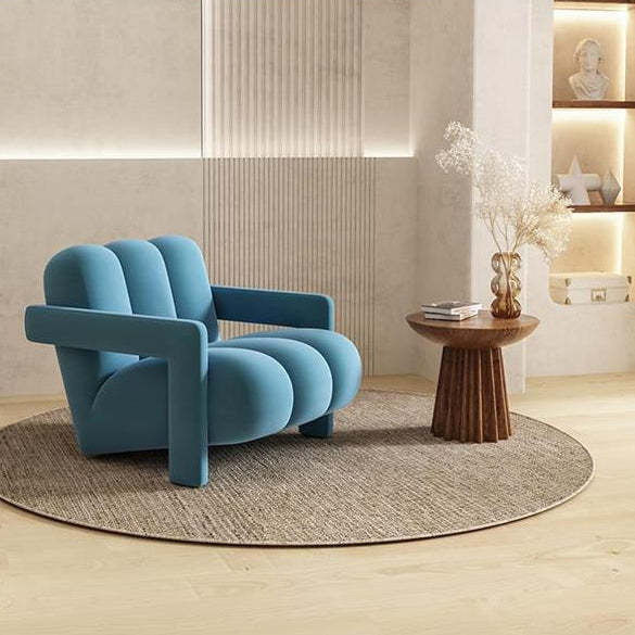 Wood nordic sofa lambswool sofas — Velvet / Blue