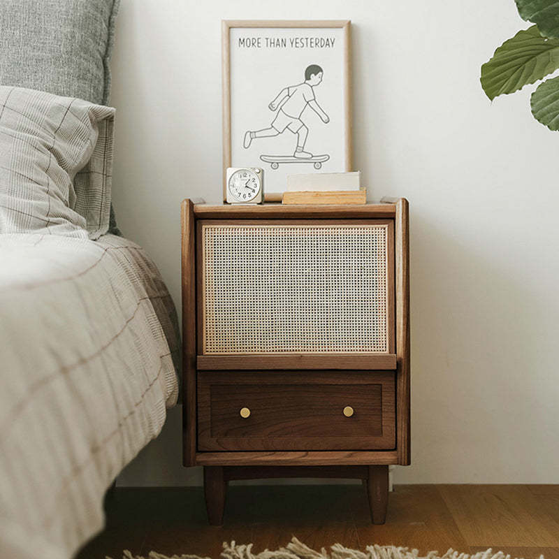 Retro Solid Wood 2-Drawer Nightstand