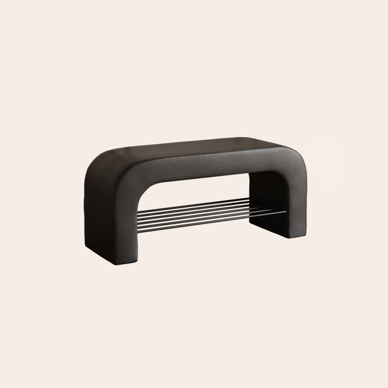 Minimalist Lambswool PU Leather Iron 1-Shelf Storage Bench