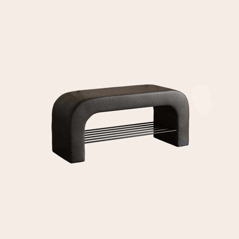 Minimalist Lambswool PU Leather Iron 1-Shelf Storage Bench