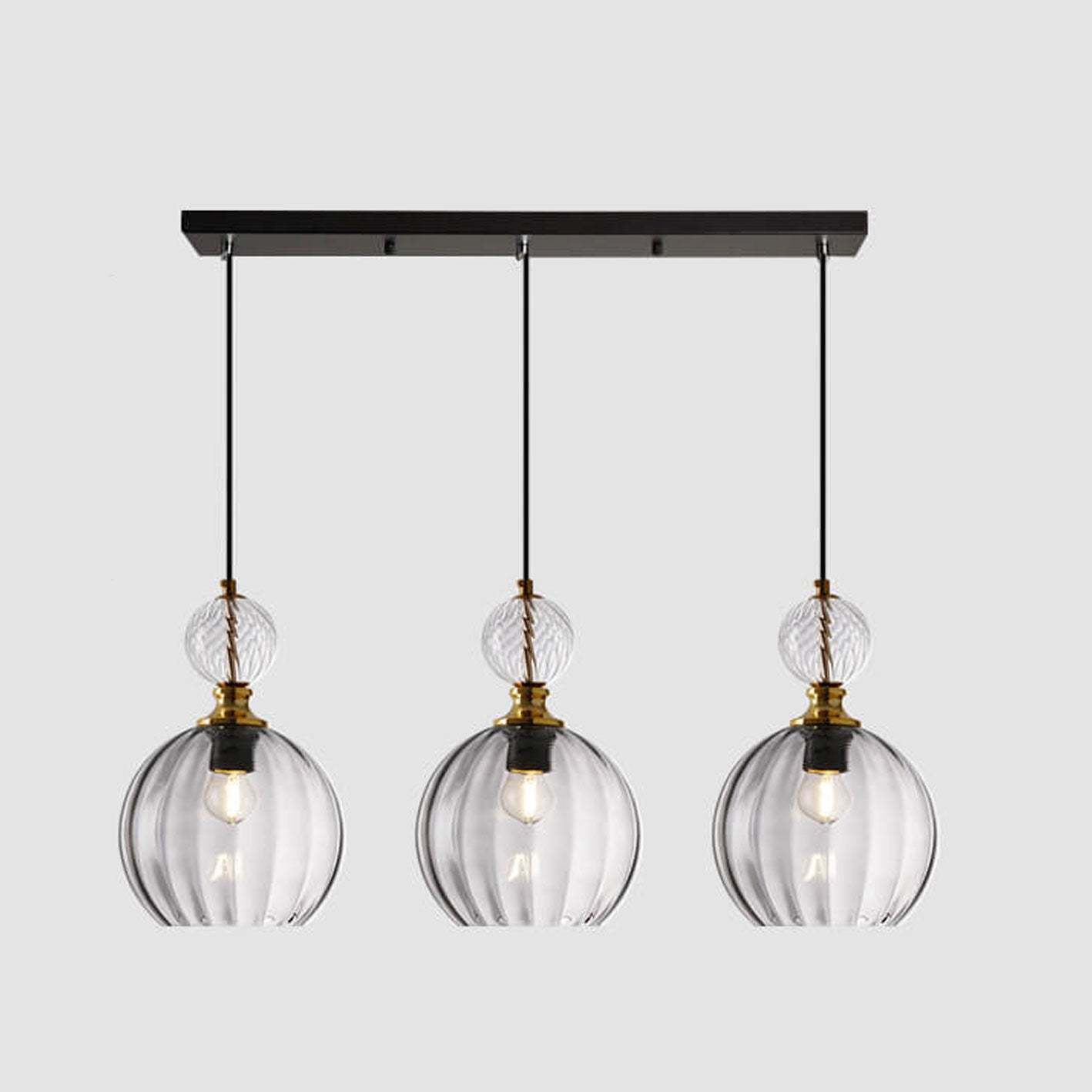 Danish Striped Glass Round Chandelier