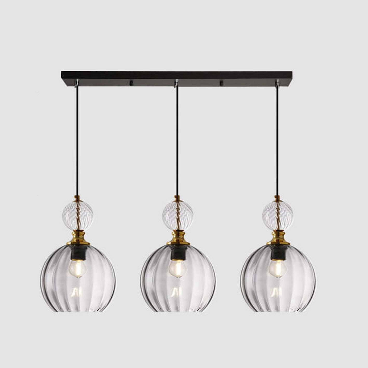 Danish Striped Glass Round Chandelier