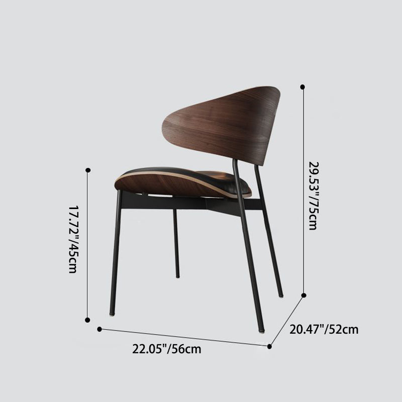 Nordic Walnut Microfiber Leather Dining Chair