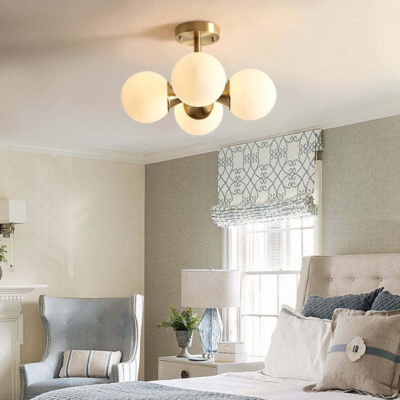 Modern Brass Glass Orb Ceiling Light