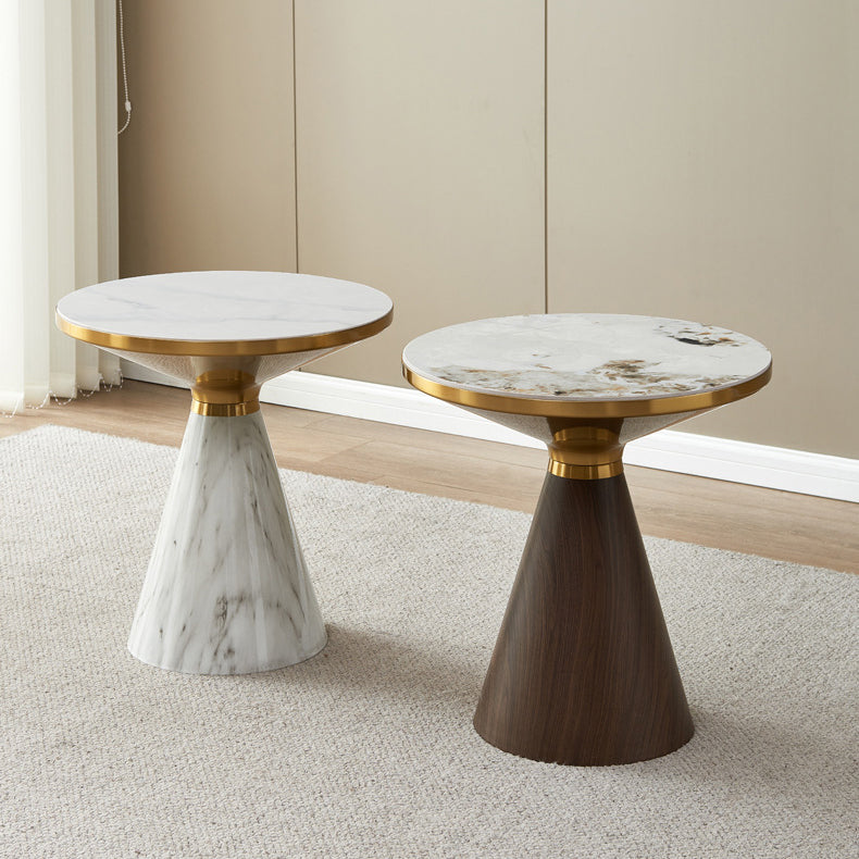 Modern Cone Rock Slab Steel Side Table