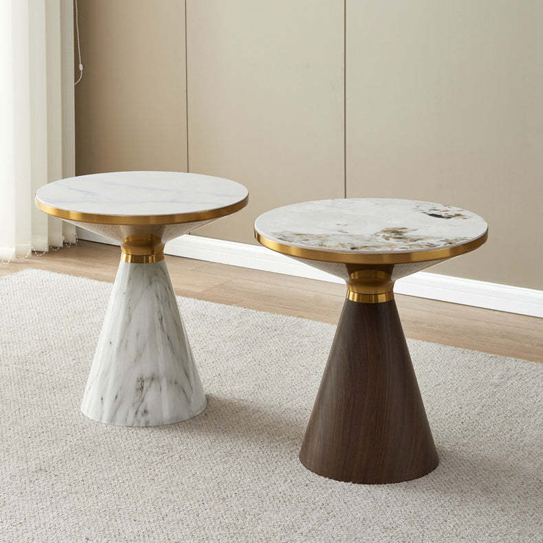 Modern Cone Rock Slab Steel Side Table