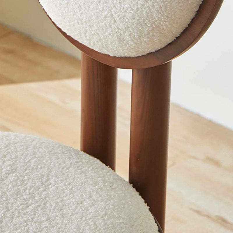 Vintage Lambswool Wood Round Dining Chair