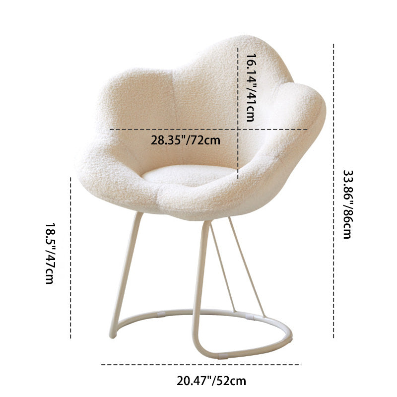 Contemporary Petal Velvet Arc-Metal-Leg Vanity Stool — Gray Seat + White Legs