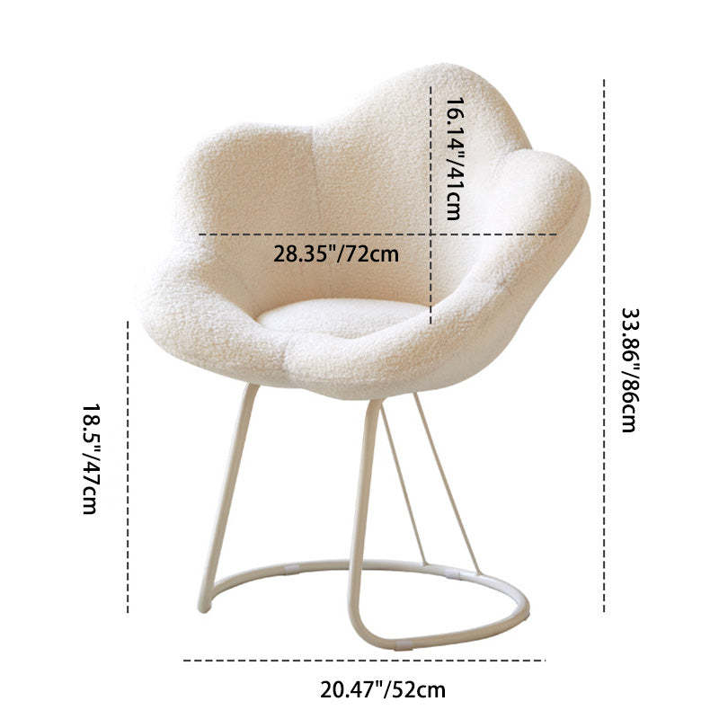 Contemporary Petal Velvet Arc-Metal-Leg Vanity Stool — Gray Seat + White Legs