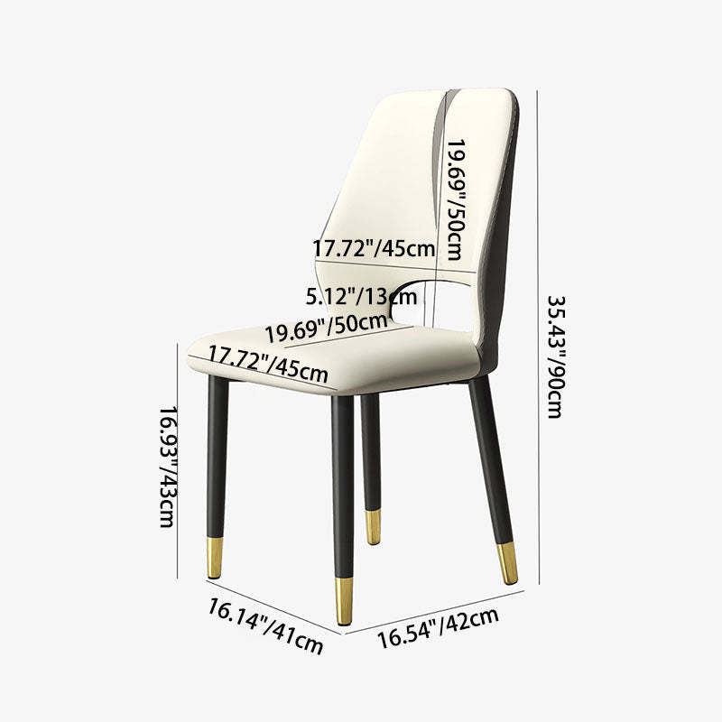 Modern Leather Steel Cushion Dining Chair — Black Legs / Orange