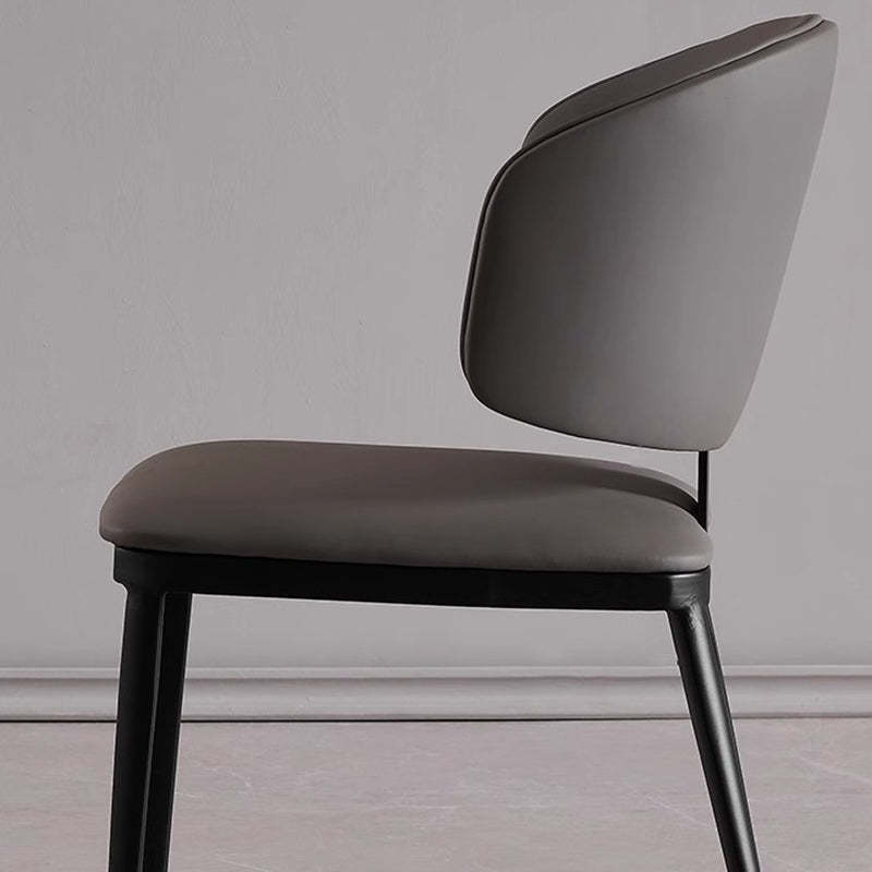 Minimalist Microfiber Leather Steel Dining Chair