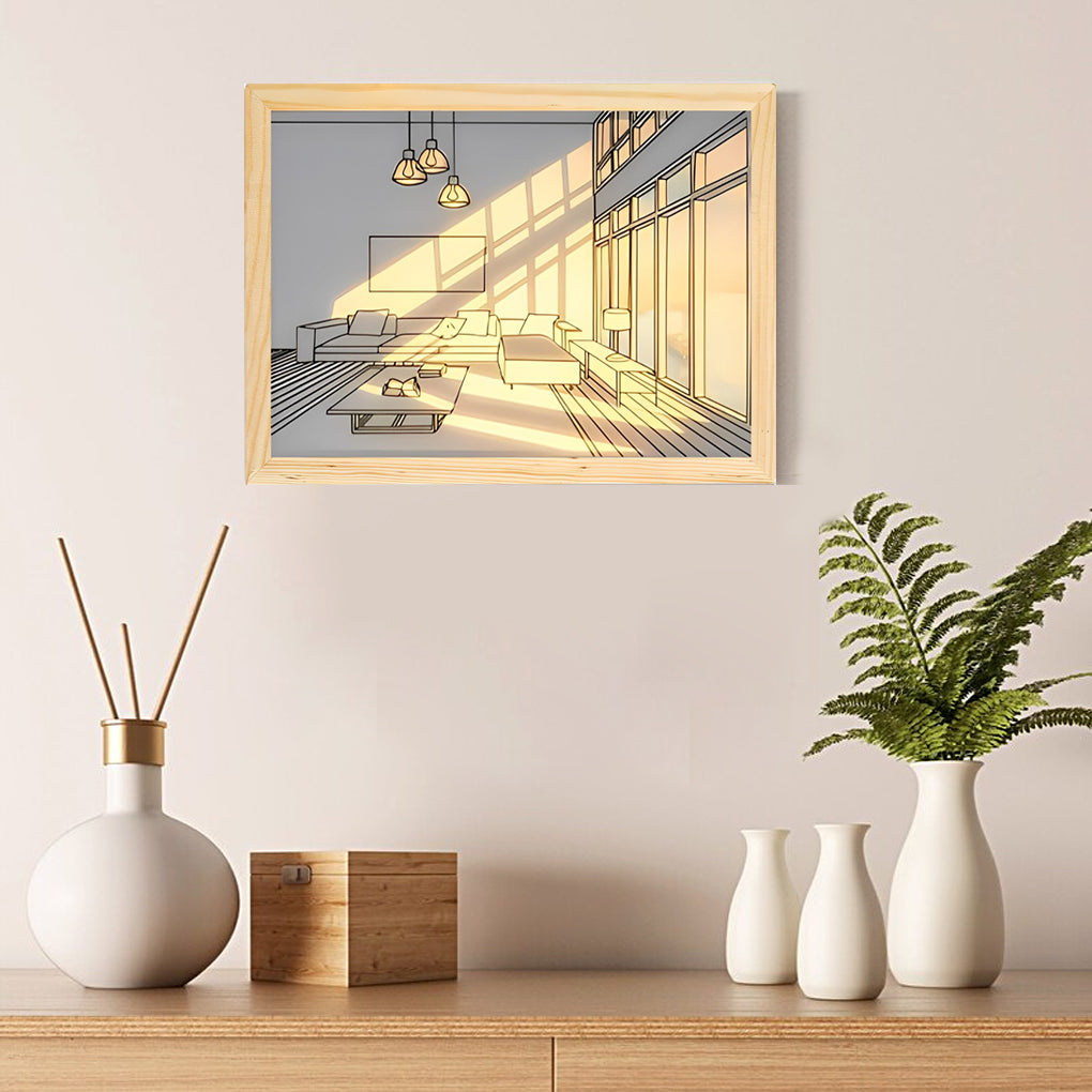 Wood Frame Ins Touch Dimmable LED Sunshine Night Light