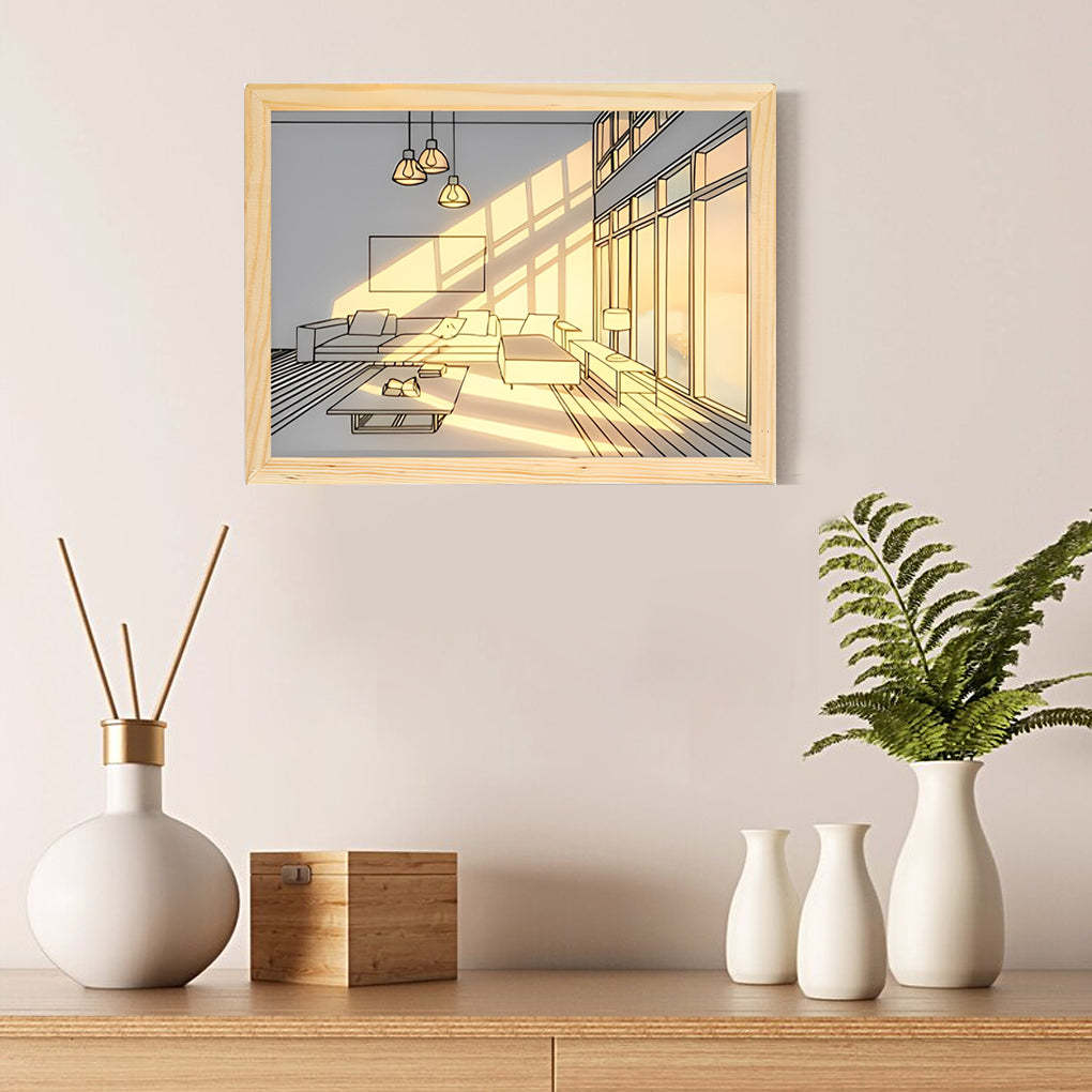 Wood Frame Ins Touch Dimmable LED Sunshine Night Light