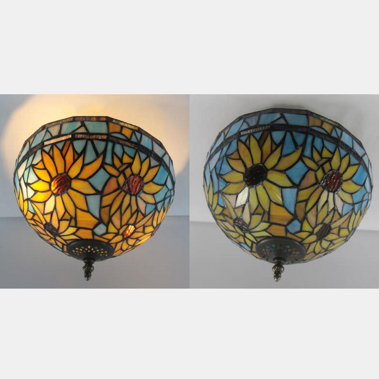 European Vintage Tiffany 2-Light Flush Mount