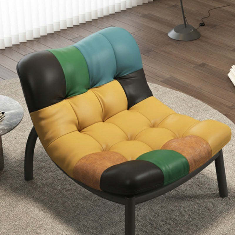 Scandinavian Upholstered Leather Steel Sofa — Black / Gray