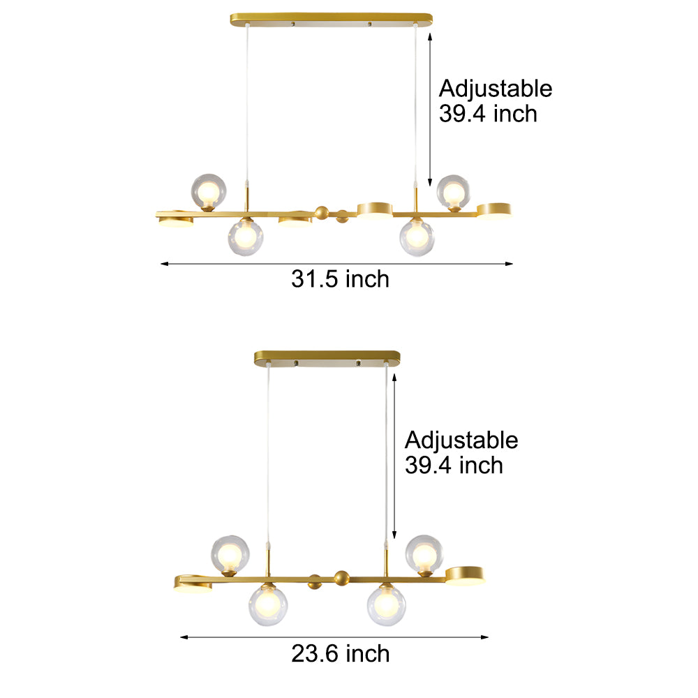 Dimmable Glass Ball LED Long Dining Chandelier