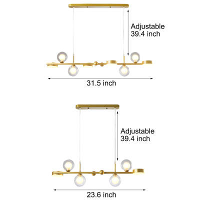 Dimmable Glass Ball LED Long Dining Chandelier