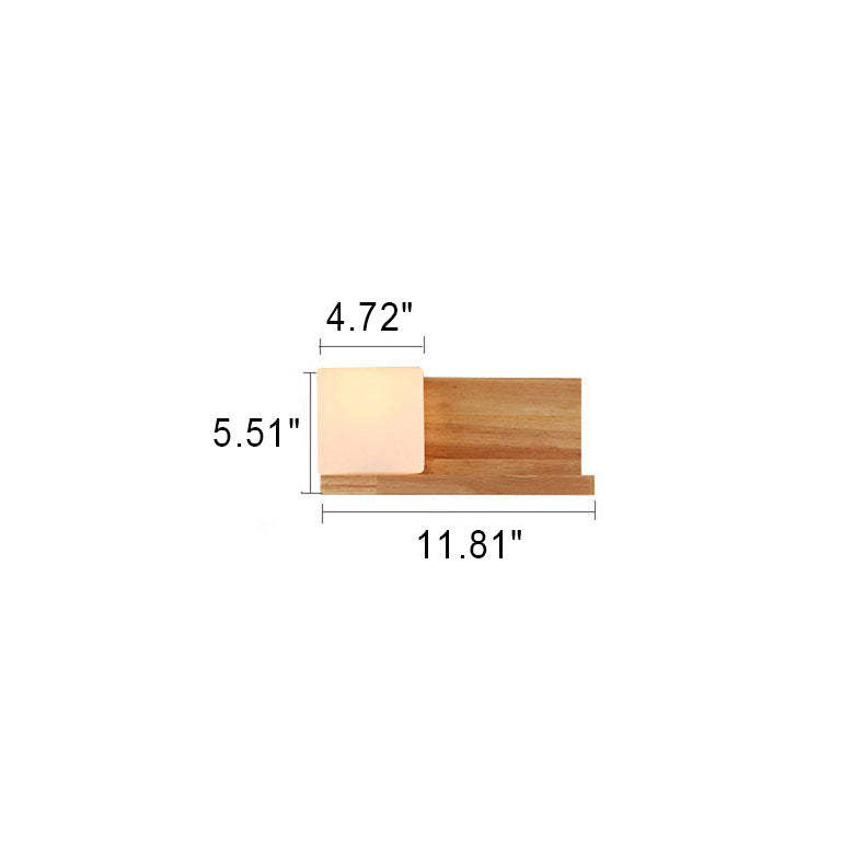Japanese Minimalist Wood Square Glass Sconce