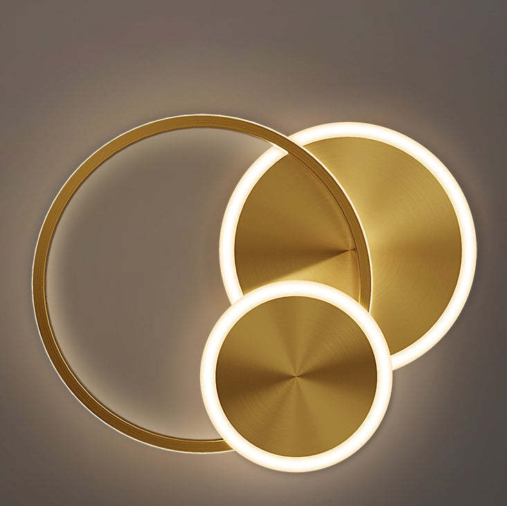 Minimalist Triple Circle Copper Acrylic LED Flush Light