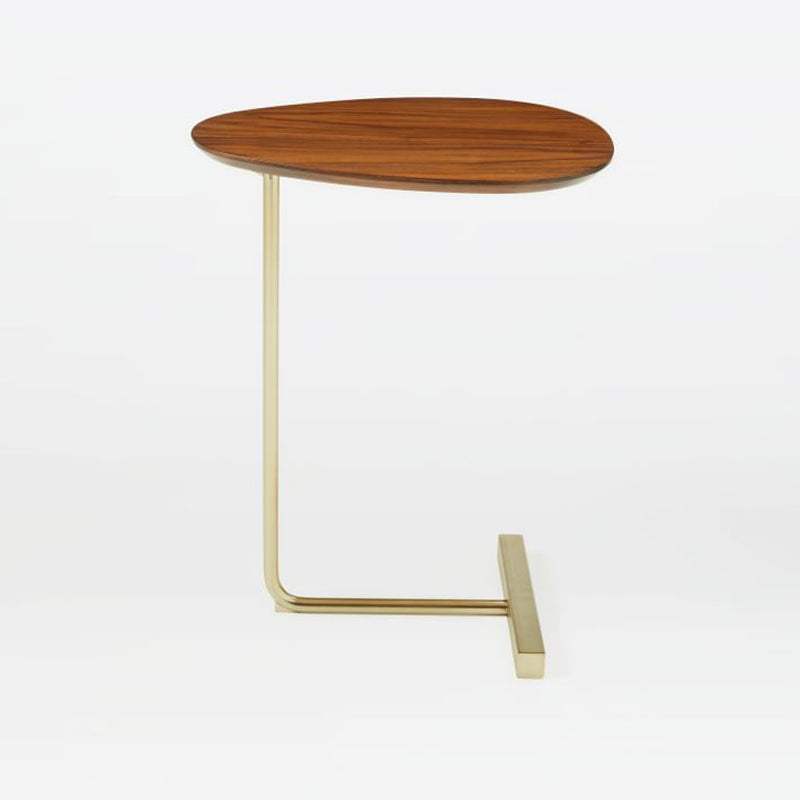 Contemporary Oval Wood Iron 2-Tier End Table