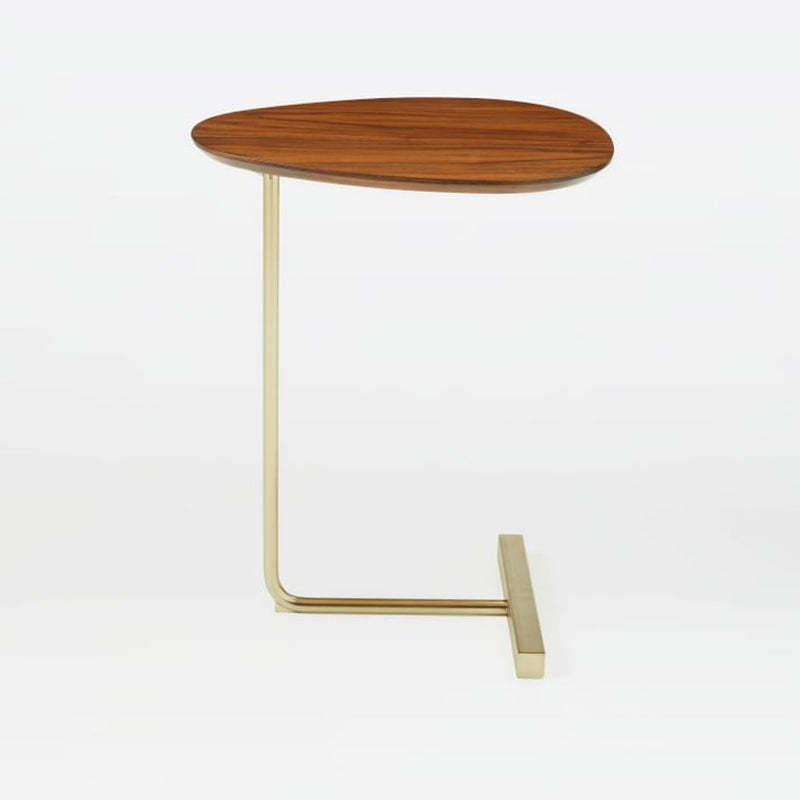 Contemporary Oval Wood Iron 2-Tier End Table